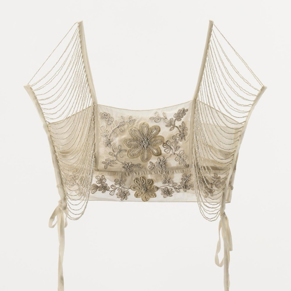 Zara Limited Edition Embroidered Lace Skirt and Fringe Top - M - Picture 6 of 8